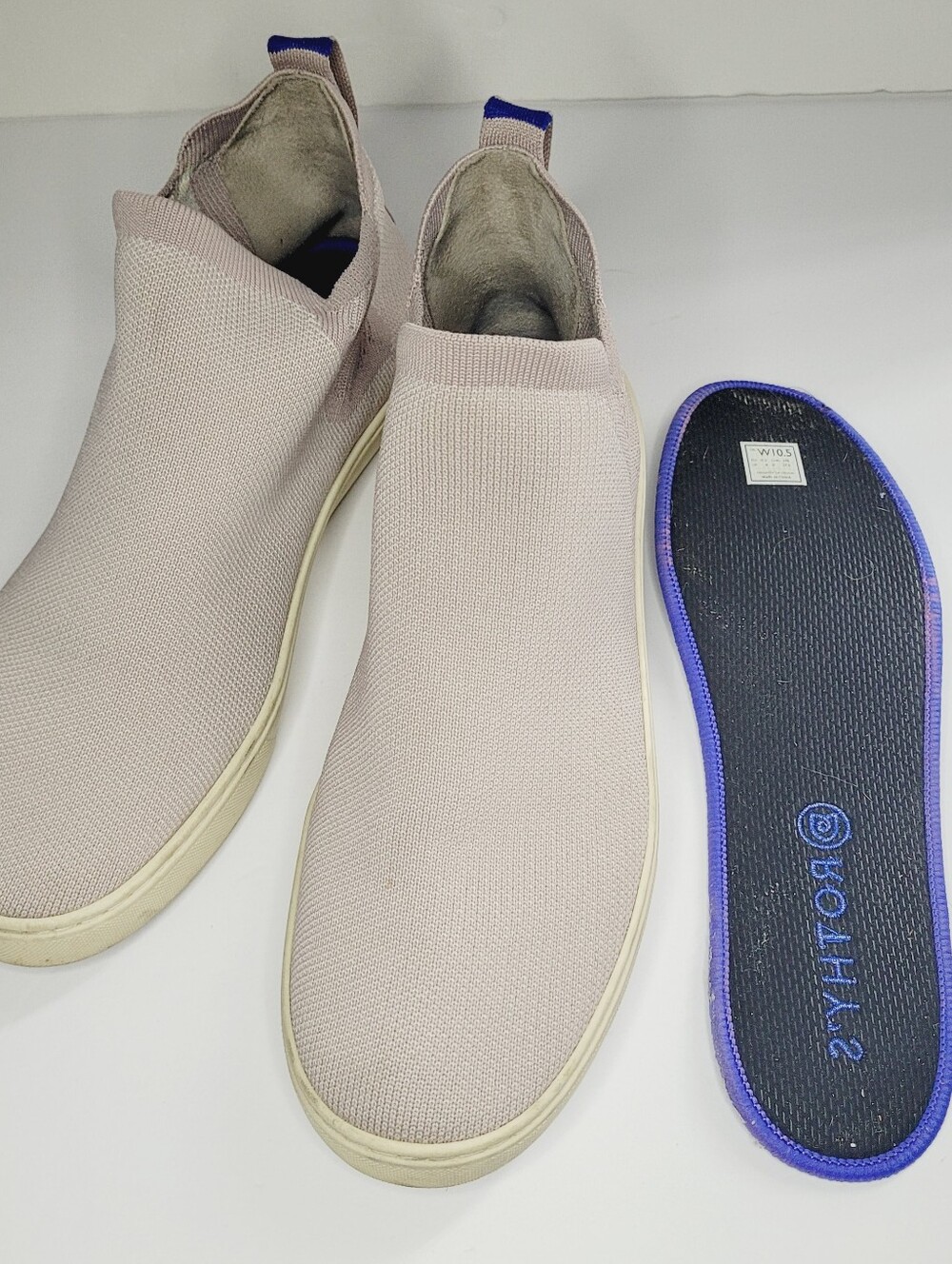 Rothy's The Chelsea Boots Size 10.5 Lilac Gray Knit Ankle Sneakers Sustainable - Picture 6 of 8